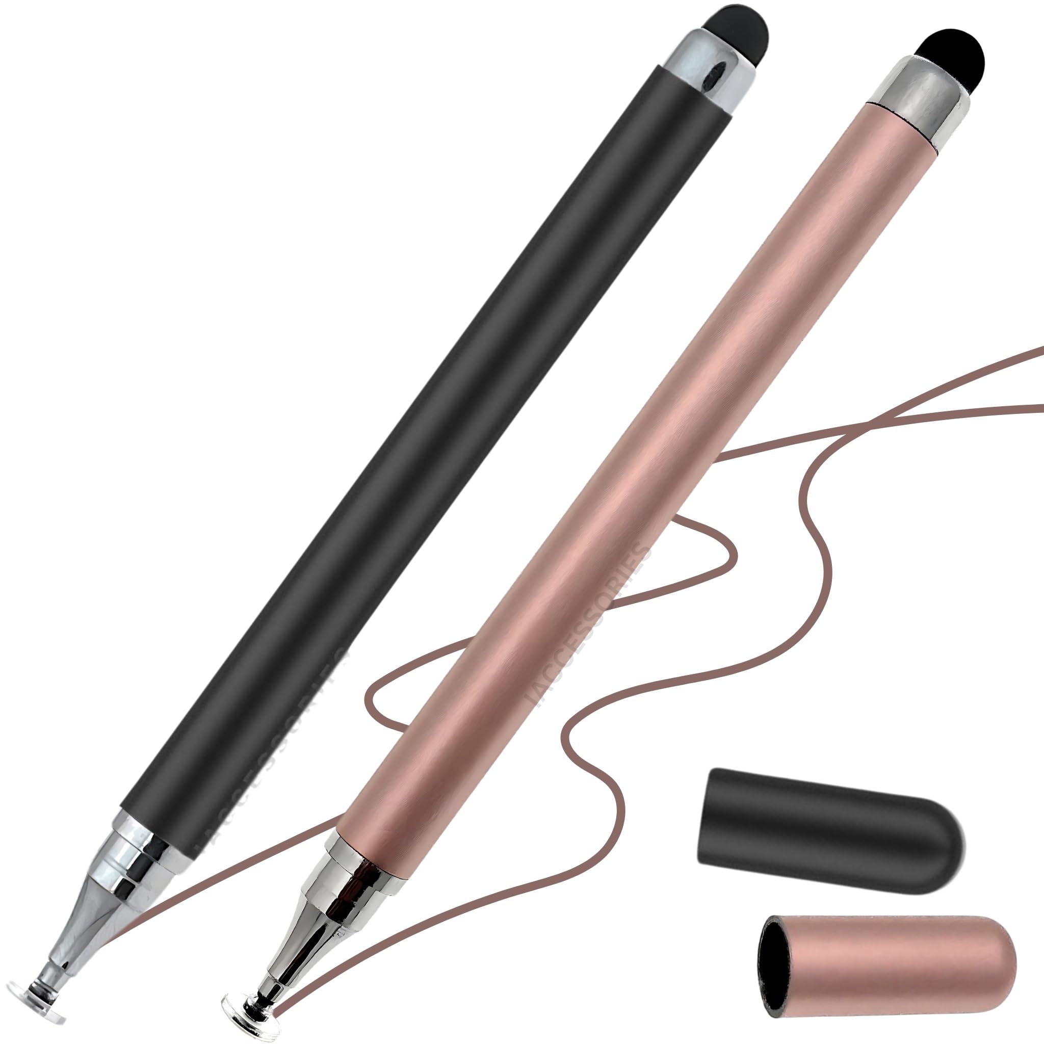 iAccessories Dual-Sided Universal Stylus Pen Compatible with All Touch Screens Devices, iOS, Android Mobile Phones, Tablets - Pack of 2 (Black | Rose Gold)-image-11