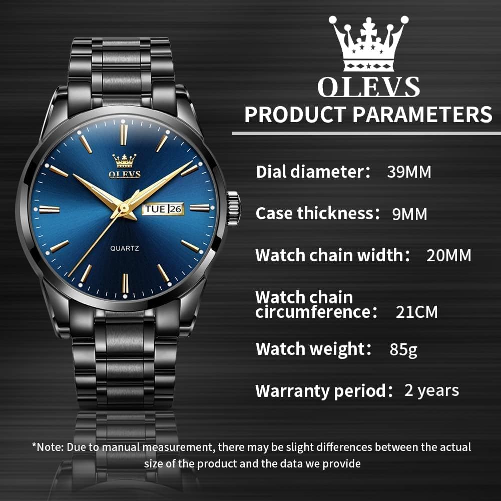 OLEVS Mens Watches Stainless Steel Waterproof Date Analog Quartz Watch Classic Luxury Dress Luminous Gold/Black/Blue/White Dial Wrist Watches for Men 6 61f+4Da1qhL. AC SL1001