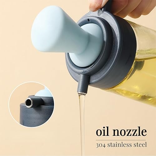 Miniatura 5 de Botella dispensadora de aceite 2 en 1 de 20.3 fl oz para verter y cepillar, botella dispensadora de aceite de oliva de vidrio con cepillo de cocina