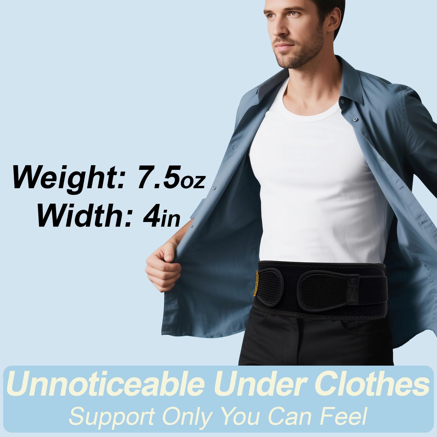 cybryeh Cintura di supporto lombare sottile e leggera, sottile, traspirante, con supporto lombare regolabile, per uomo e donna, comfort tutto il giorno