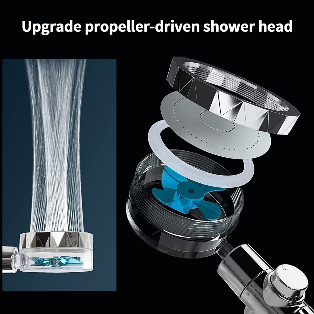Handheld Turbocharged Pressure Propeller Shower Propeller Driven Turbo Charged Spinning Shower