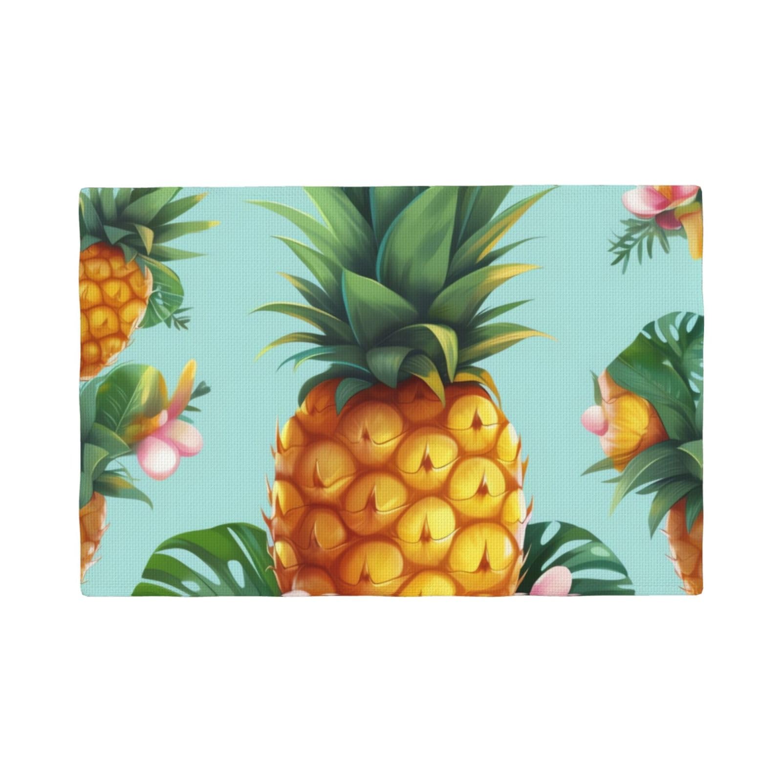 4PCS Linen Placemats Set Tropical Pineapple Place Mat for Dining Table 12x18 Inch Heat Resistant Place Mats Non-Slip Table Mats for Kitchen Weddings Party Decor Indoor/Outdoor