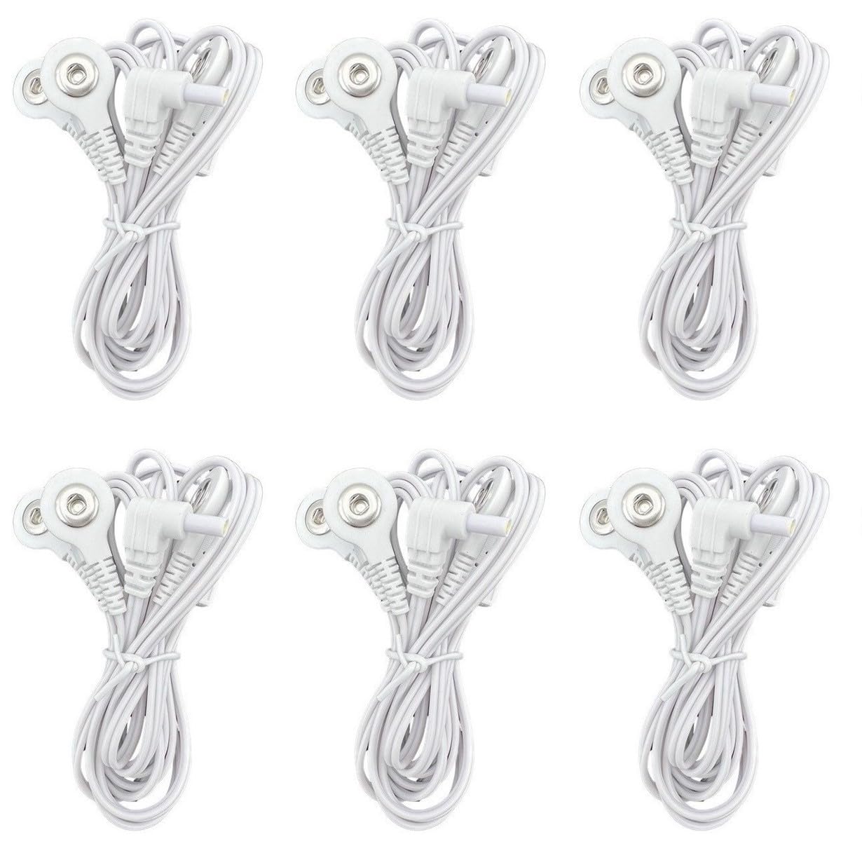 Replacement Premium TENS Lead Wires 2.35mm Shielded Plug to 4 Snap 3.5mm Connectors for TENS Units (Pack of 6)