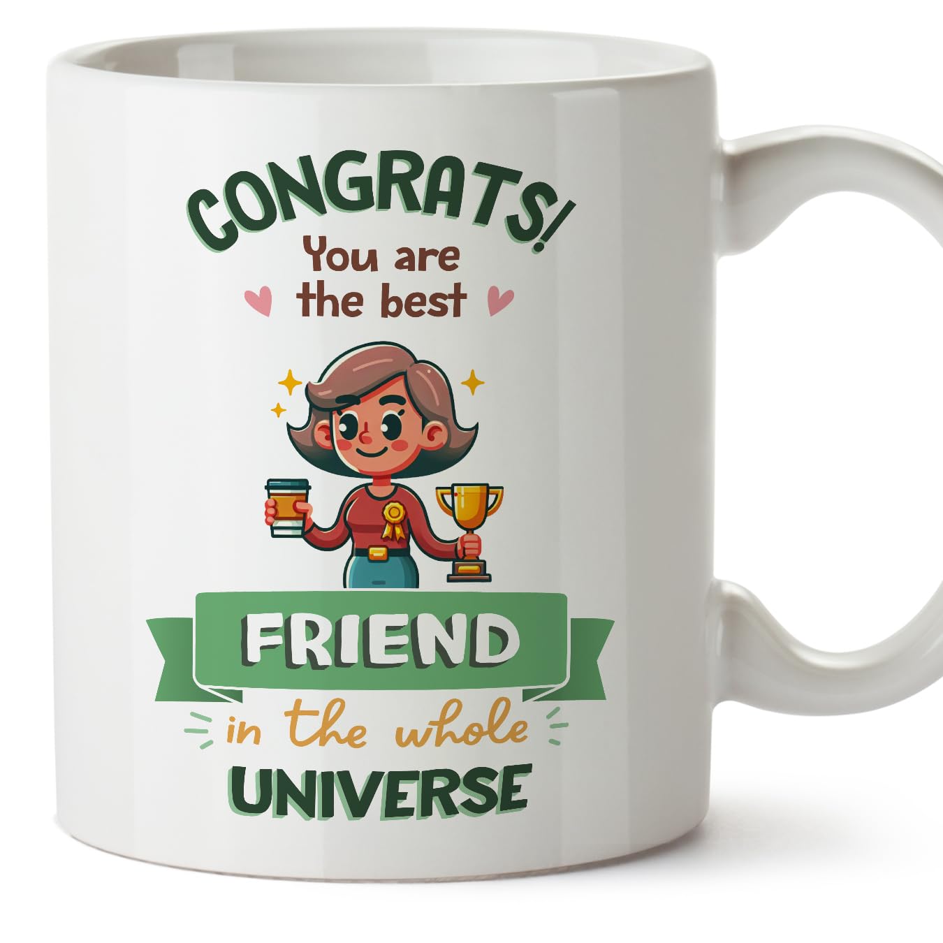 MUGFFINS Friend Mug - in English - Best in Universe Trophy - Funny Gift - Ceramic 11oz Mug — image 1