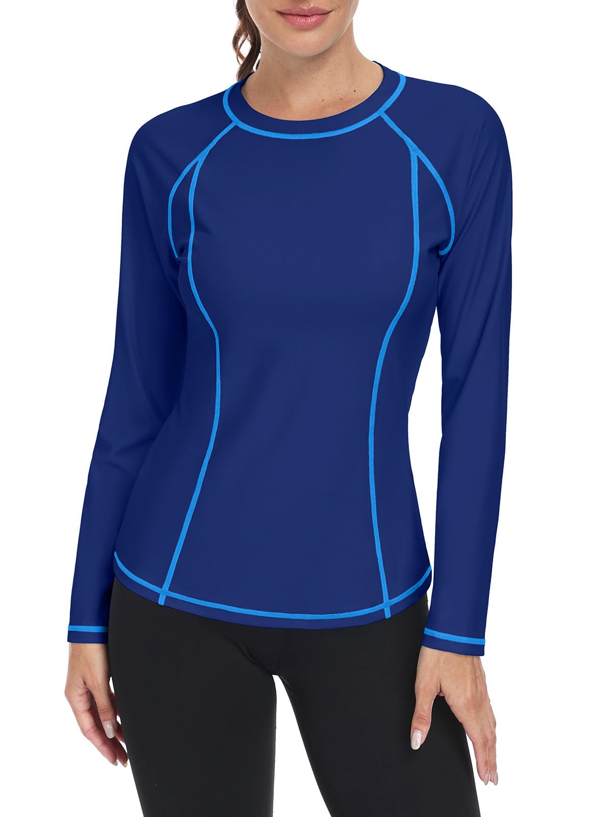 ATTRACO Damen Rashguard UV-Schutz Shirt Langarm UPF 50+ Schwimmshirt für Wasser Strand Surfen Schwimmen Schnelltrocknend