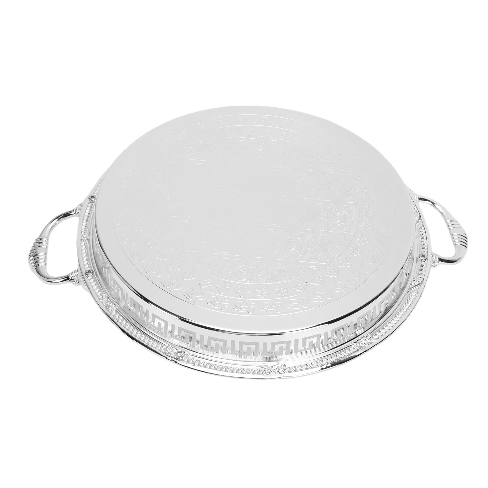 Bandeja de Servicio Antiderrames, Bandeja para, para Uso en Mesa | Bandeja de servicio de metal vintage para mesa de centro Prevención de derrames Aspecto grabado vintage Hierro redondo de