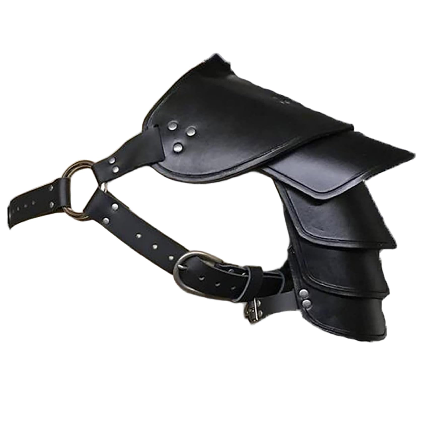 Hperu Leather Shoulder Armor, Men Medieval Leather Shoulder Pauldron Costume Adjustable Vintage Armor for Cosplay Halloween Party