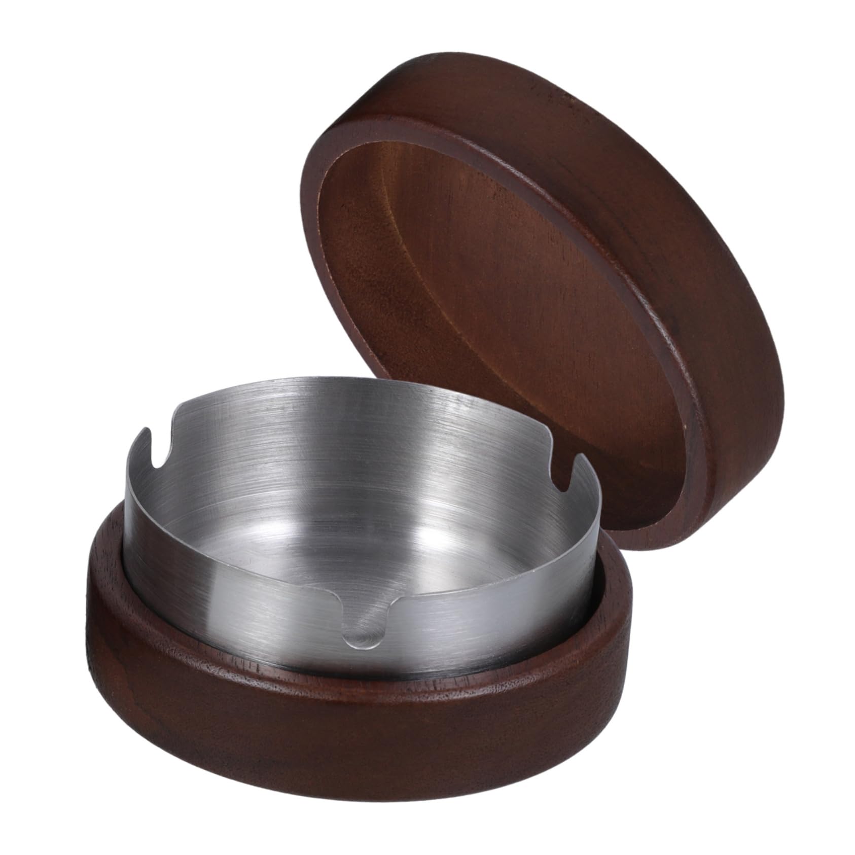 5 Pezzi Posacenere Portatile Antivento Posacenere Da Esterno Con Coperchio Posacenere Con Coperchio Copertina Inossidabile Vassoio Casa Marrone Chiaro Di Legno