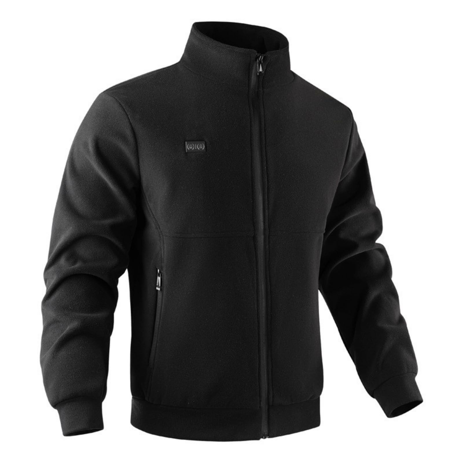 Greabuy Chaqueta de forro polar con calefacción recargable con paquete de batería, chaquetas térmicas de 8 zonas con cuello térmico para mujeres y hombres, abrigo térmico eléctrico suave