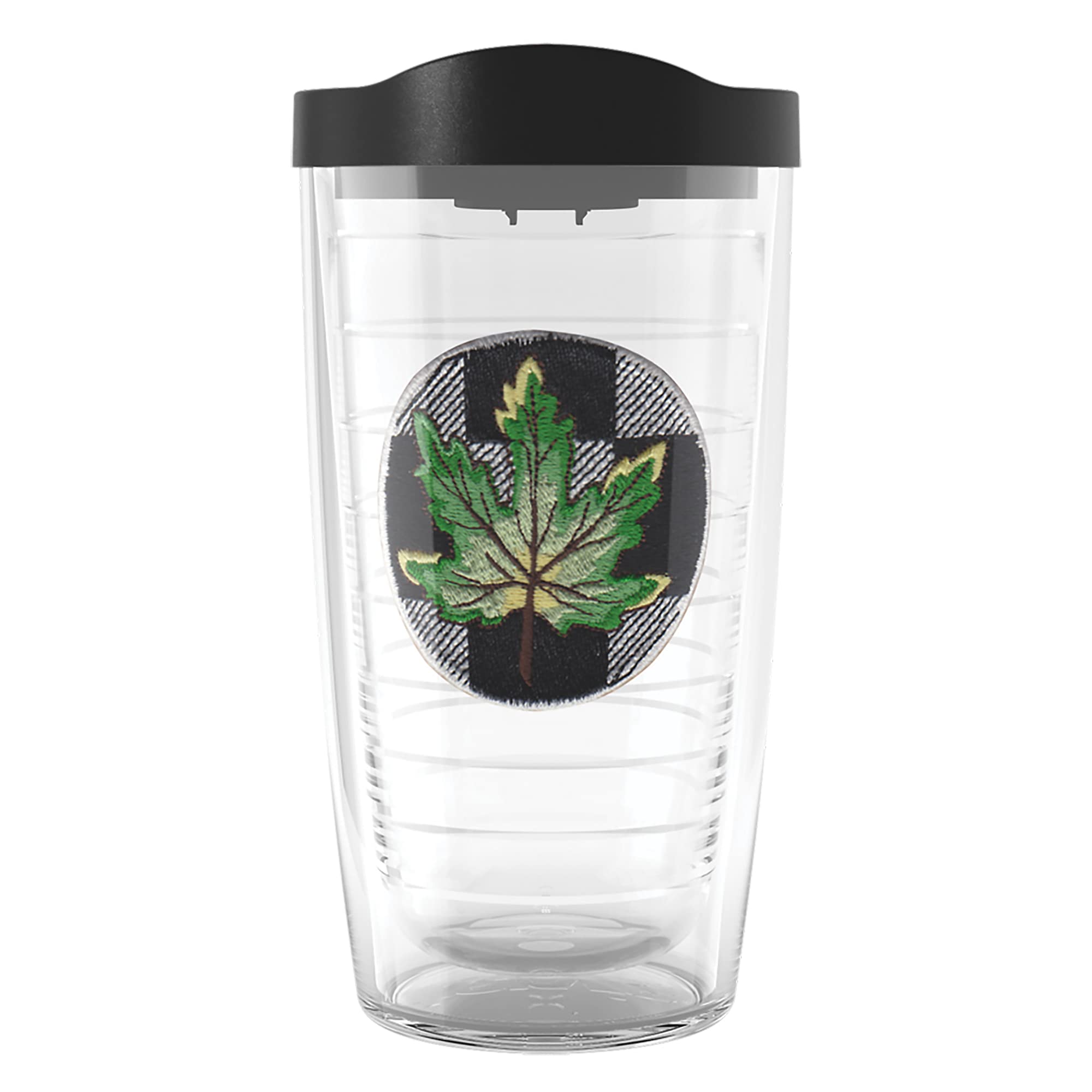 Tervis Made in USA Double Walled Checkerboard Fall Leaf Green Insulated Tumbler Cup Keeps Drinks Cold & Hot, 16oz, Green