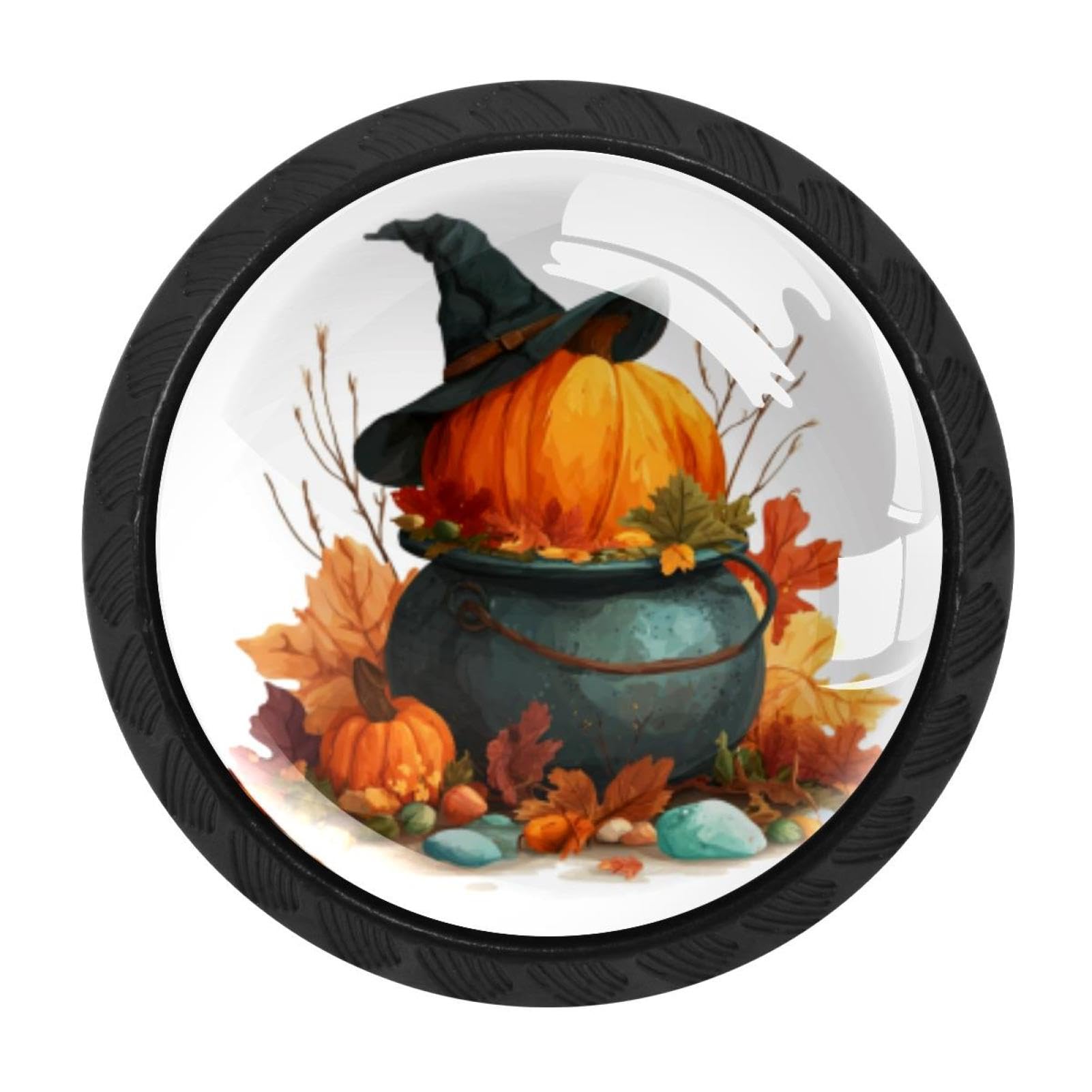 CHENZZZZ Halloween Autumn Pumpkin Cabinet Knobs 4 Pieces Drawer Kitchen Cabinets Dresser Cupboard Wardrobe Unique Pulls Handles