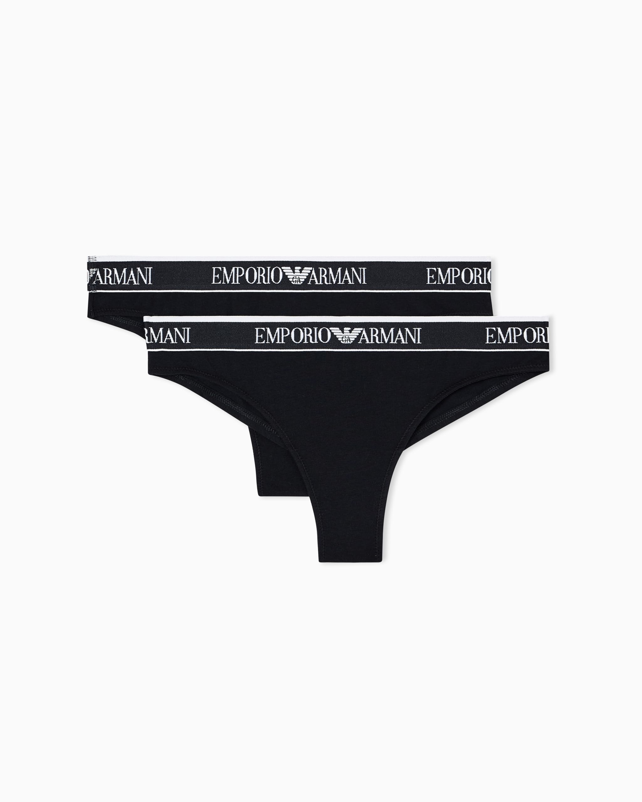 EMPORIO ARMANI Woman's Iconic Logoband 2-Pack Brazilian Black L