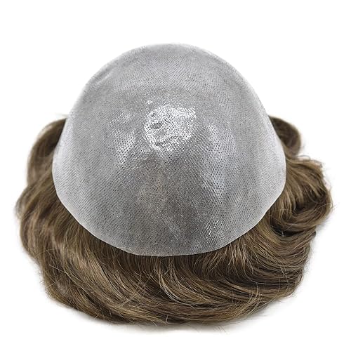 Miniatura 3 de Toupee - Pieza de cabello humano real para hombres, sistema de reemplazo de cabello de piel de polietileno para hombres, piezas de cabello V-loop