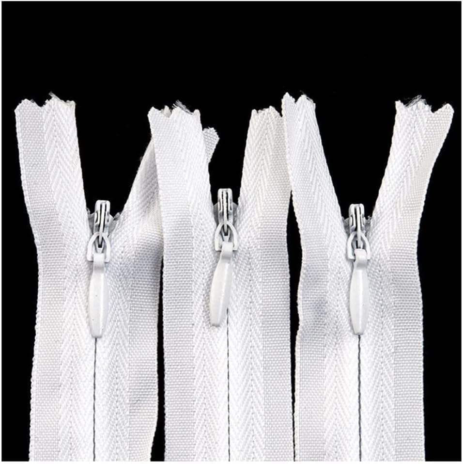 20 Cerniere Invisibili In Nylon Bianco/Nero Per Cucito - Chiudi Lampo Per Abiti, Cuscini E Borse - 2