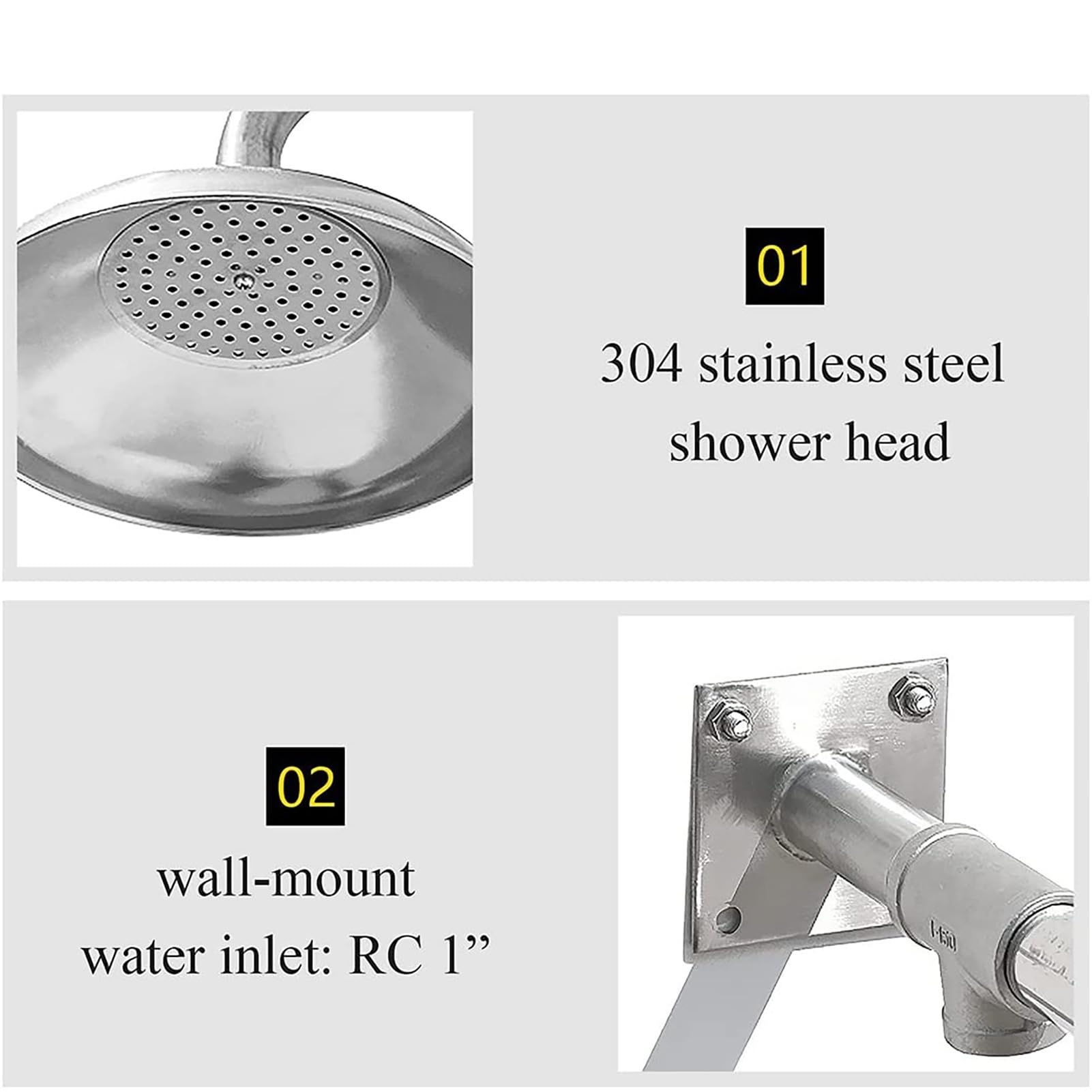 Ducha de emergencia montada en la pared con cabezal de acero inoxidable - Estación de riego horizontal compatible con lavaojos para fábrica de laboratorio