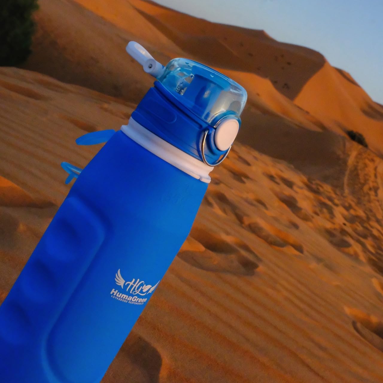 Gourde Filtrante Humagreen – Filtre à Eau Portable Réutilisable pour Voyage, Randonnée, Trekking, Camping, Survie – Kit Purificateur d'Eau Léger et Durable (Bleu)