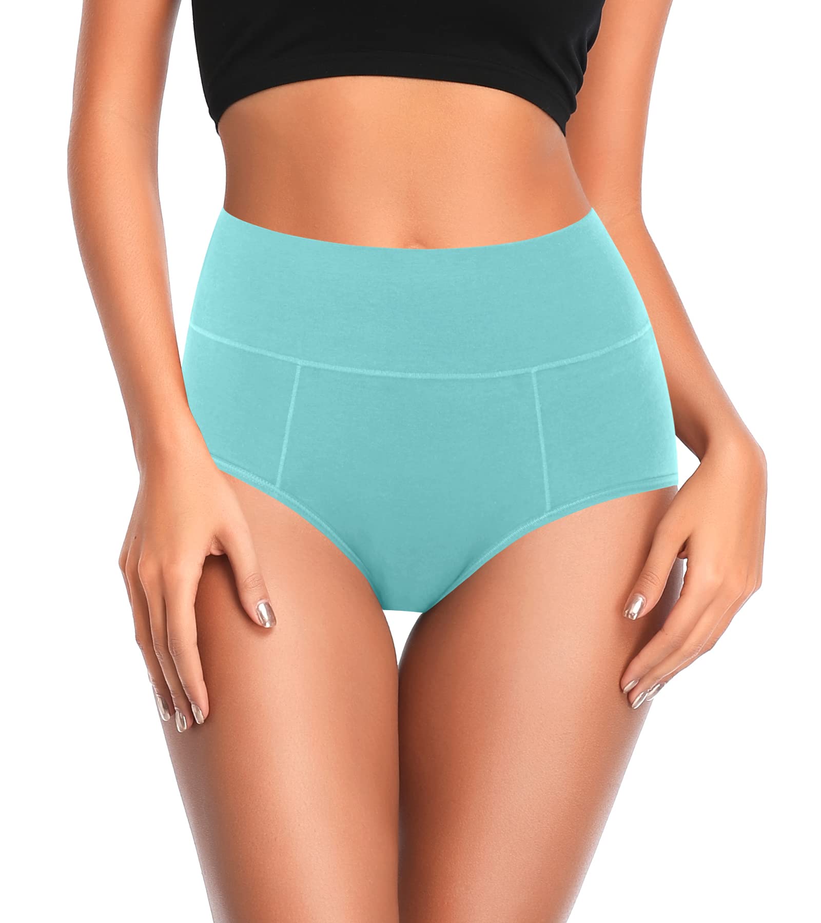 ASIMOON Ropa Interior para Mujer de algodón de Cintura Alta, Bragas de Cobertura Completa, Transpirables, Suaves, para Mujer, Talla Grande y Talla Regular