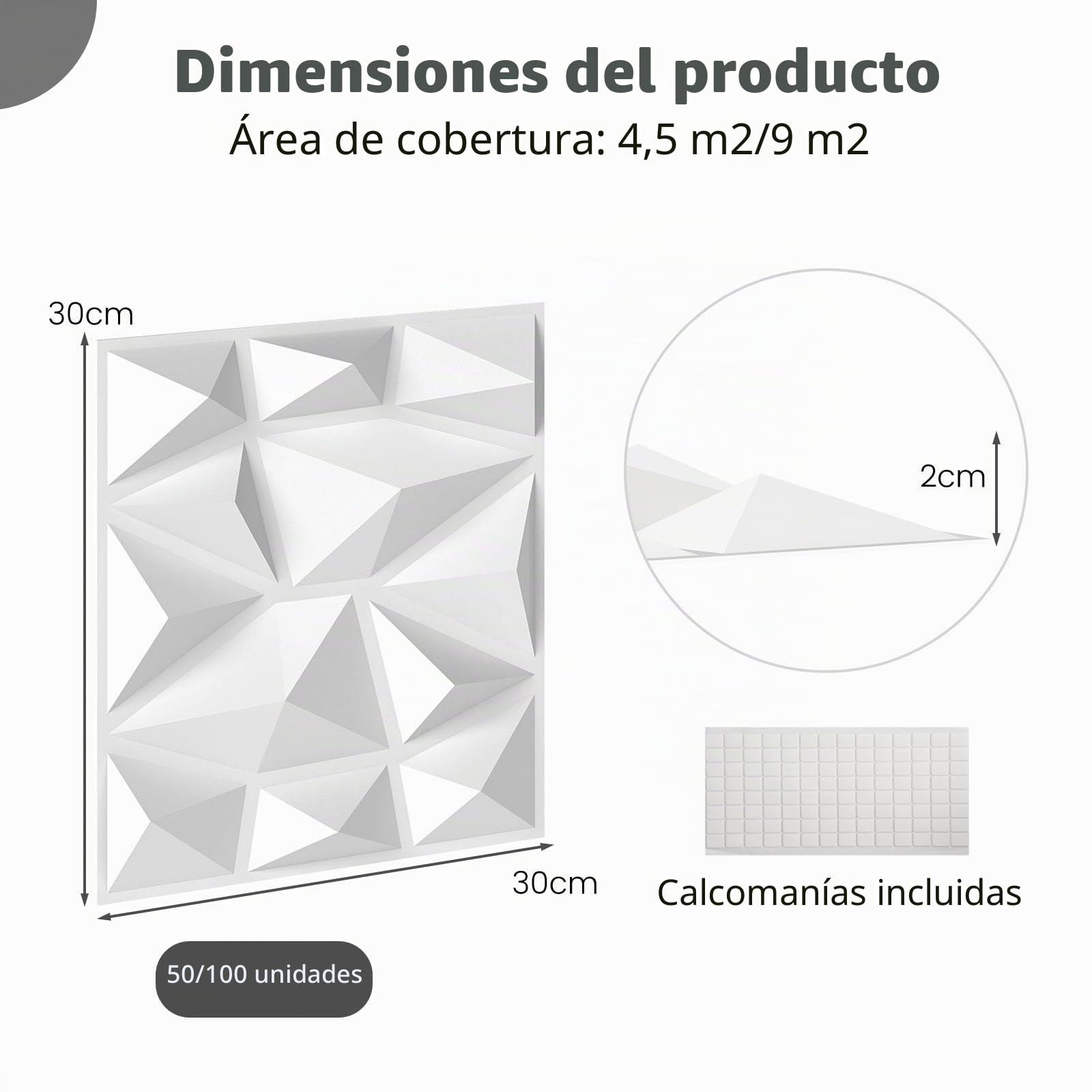 LIFEZEAL Paneles 3D de Pared en Forma de Diamante (Blanco 1)