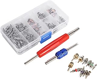 102Pcs Air Conditioning Valve Core Accessories A/C R12 R134a Refrigeration Tire Valve Stem Cores Remover Tool Valve Air Conditioning System Seal Kit R134A Schrader Valve Kit