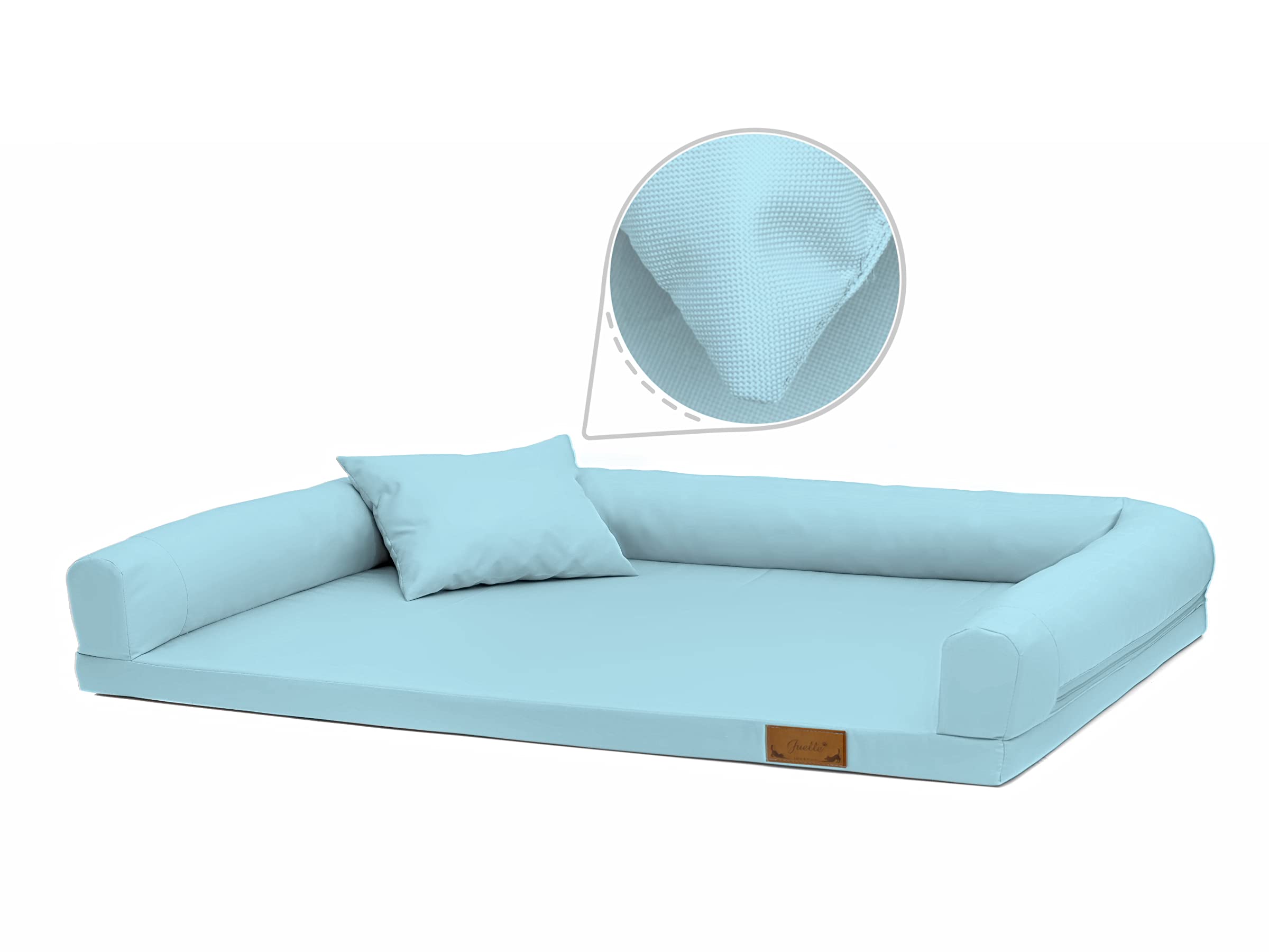 Juelle Cama Ortopédica para Perros Grandes, Colchón Ergonómico con Laterales para Perros Grandes, Funda Extraíble, Lavable a máquina, Lucky 2XL (Tamaño: XXL - 145 x 105 cm, azul cielo)