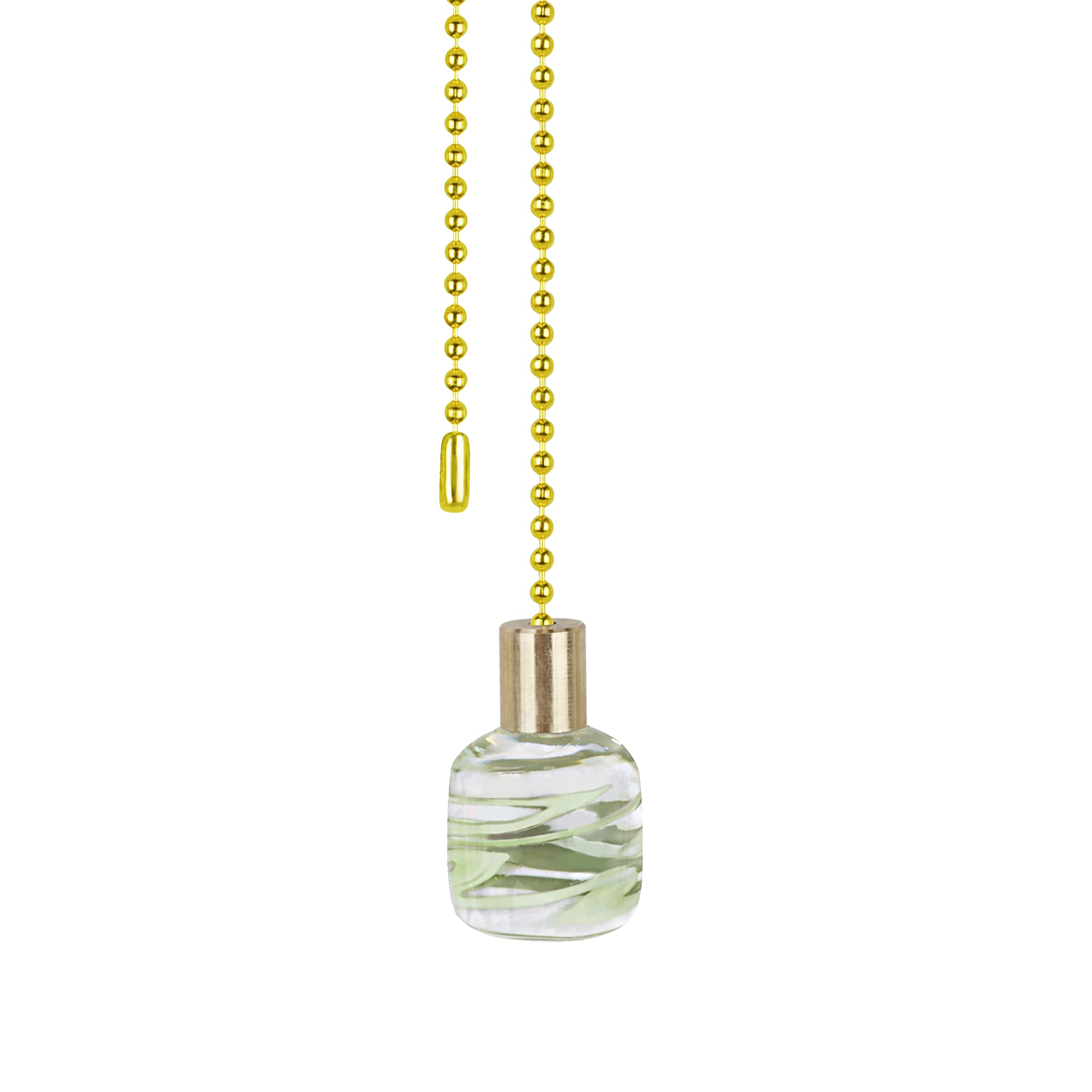Aspen Creative 20509-41, 12" Clear with Green Grain Glass Knob with Pull Chain in Copper (1 Pack)