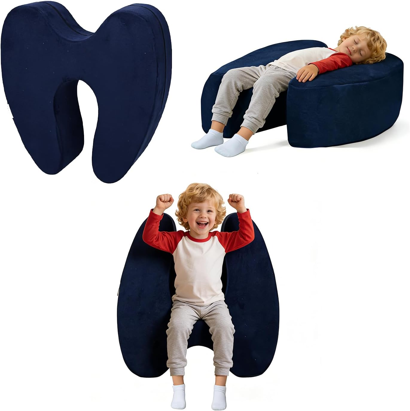 Sensory Squeeze Chair for Kids, Calming Compression Seat with Gentle Rocking Motion, Adaptive Sensory Seating, Soft Velvet Chair with Removable & Machine Washable Cover (1 Seat & 1 Washable Cover)