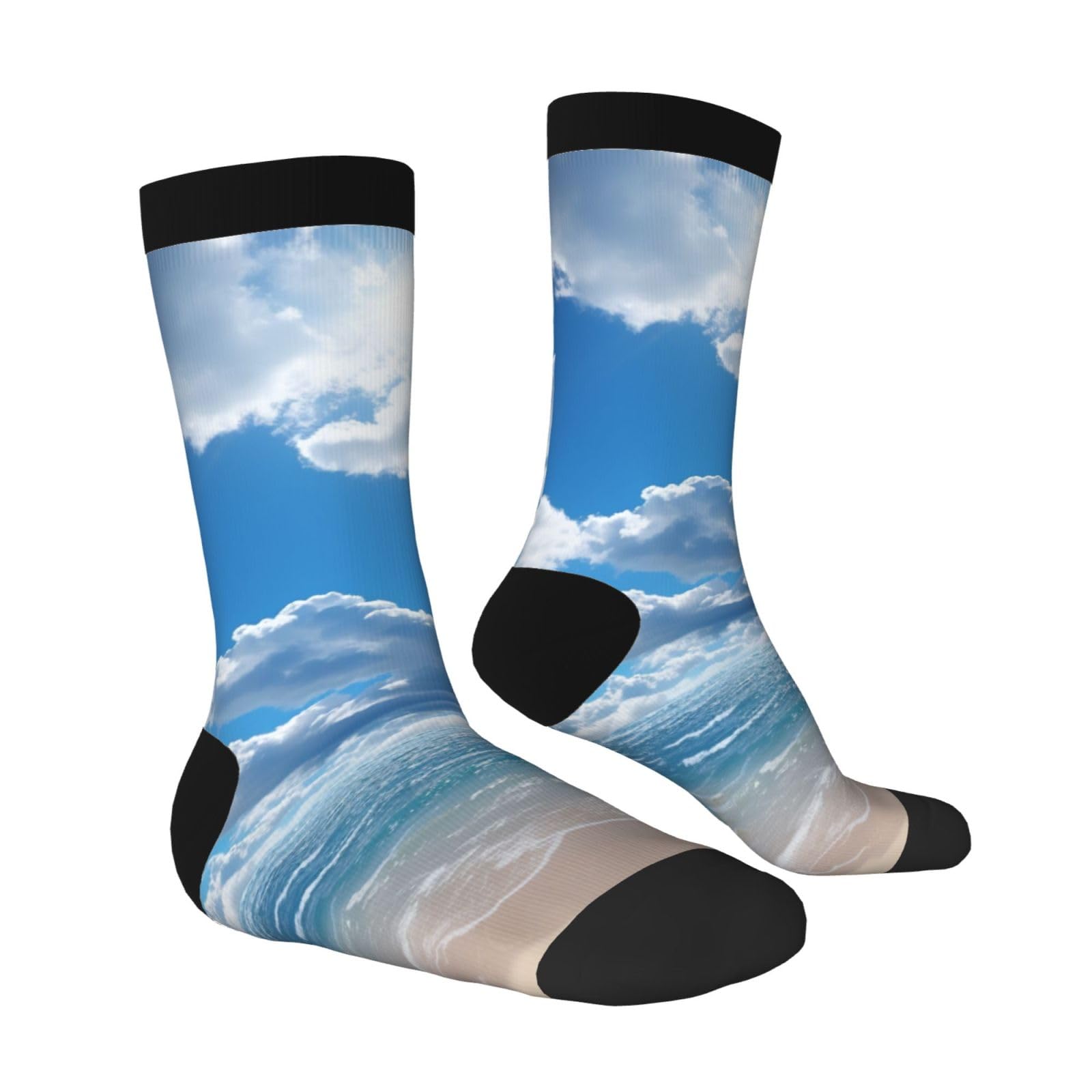 LZQPOEAS Sky and White Cloud Athletic Socks Unisex Cushioned Crew Socks Hiking Running Calf Sock Soft Above Ankle Sock