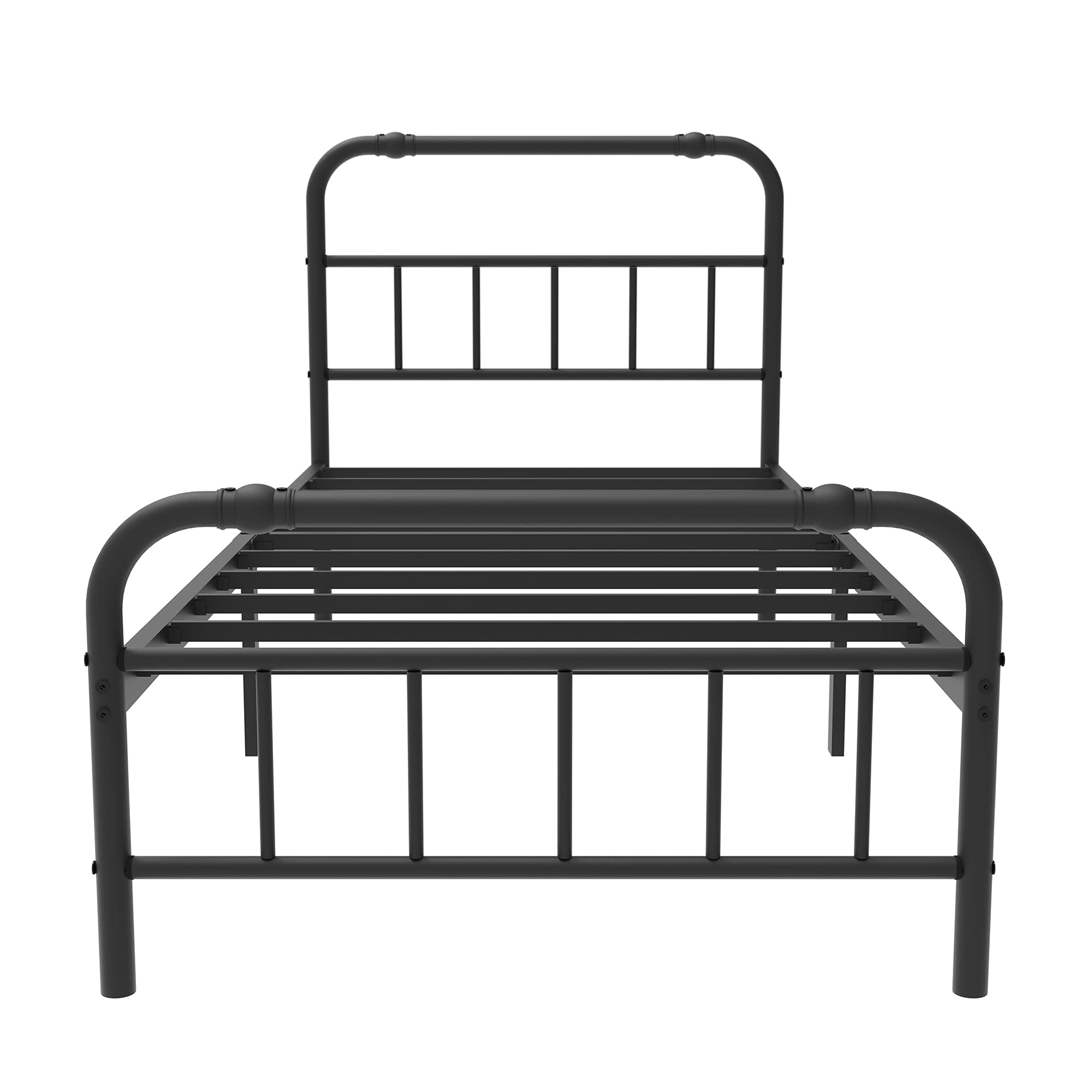 Uliesc 14 Inch Twin XL Bed Frame with Headboard and Footboard, No Box Spring Needed Heavy Duty Metal Platform, Premium Steel Slat Mattress Foundation with Storage, Noise Free Iron-Art Bed Frame