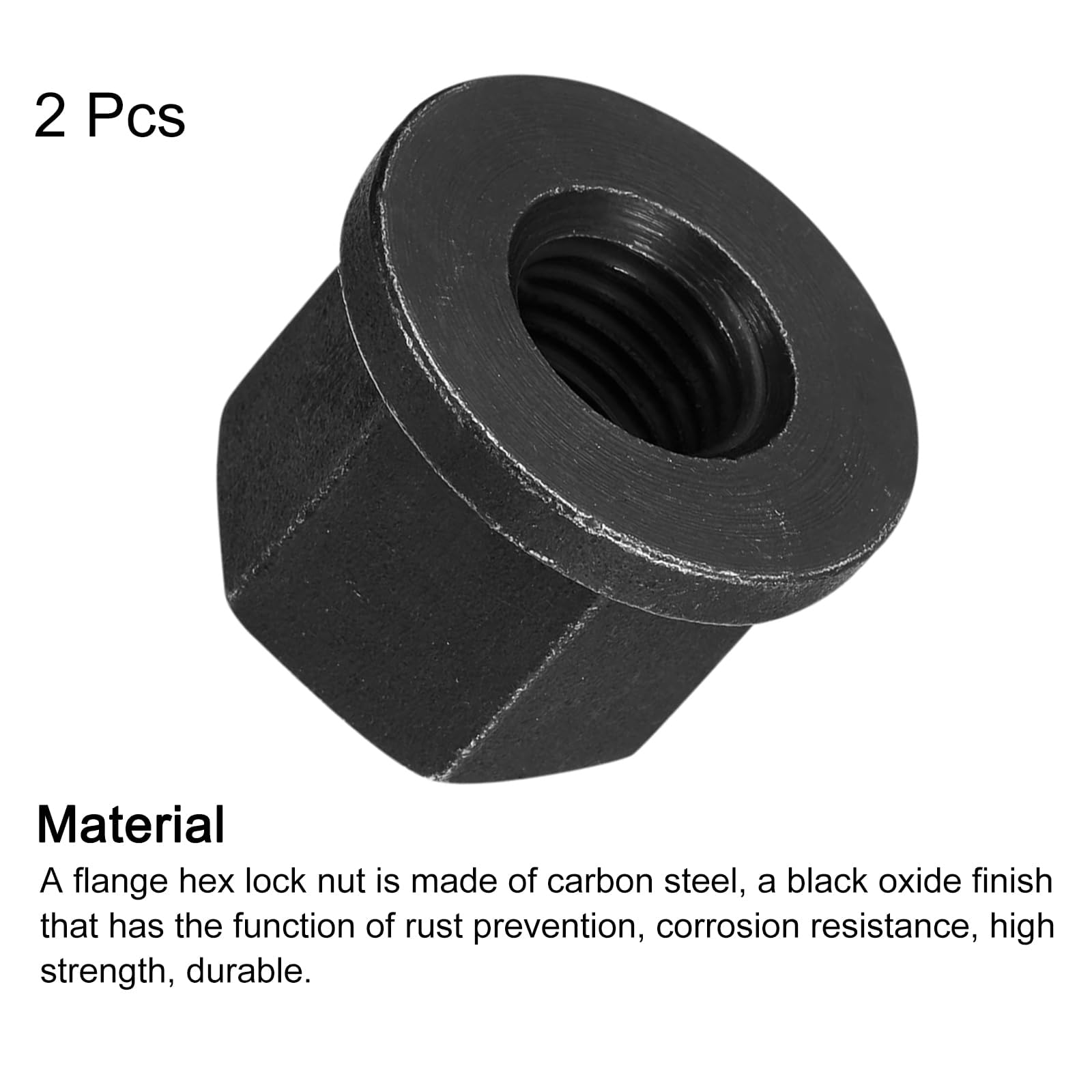 TOP-VIGOR M16 Flange Hex Lock Nuts, 2pcs Grade 10.9 Carbon Steel Black Oxide Finish - Image 3