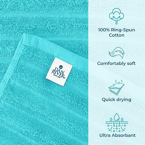 Image of DAN RIVER Pack of 2 Bath Sheet 35x70 Inches, Ribbed Jumbo Bath Sheets for Adults, Thick and Absorbent Large Towels - Aqua