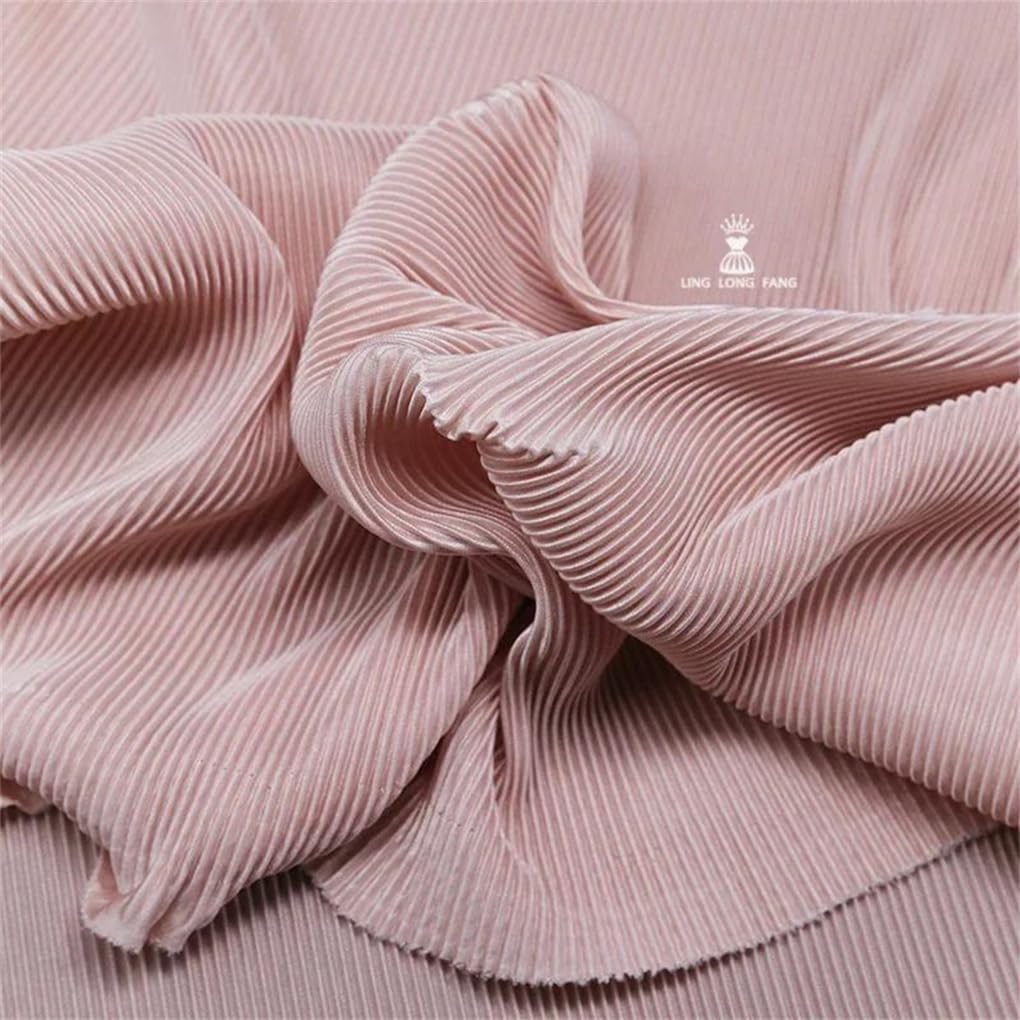 Tejido de gasa perlada plisada, Tejido de punto elástico con textura rayas plisadas for vestidos y pantalones, multicolor, 1 metro(En8)