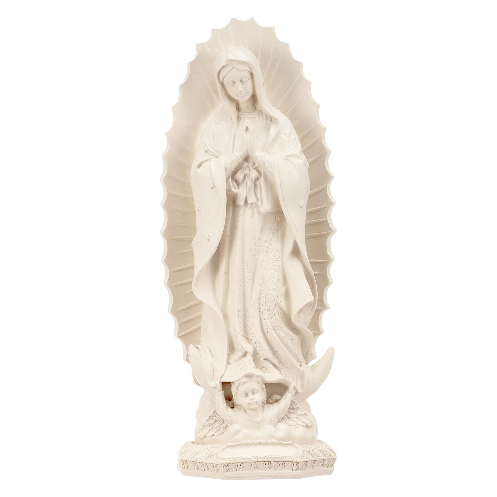 Ghshanog Our Lady of Guadalupe Religious Statue,11.8 inch Sorrows Statue Catholic Sculpture,Resin Virgin Figure Religious Statues,Decorative Catholic Figurine for Home Decor Christmas Easter(Beige)