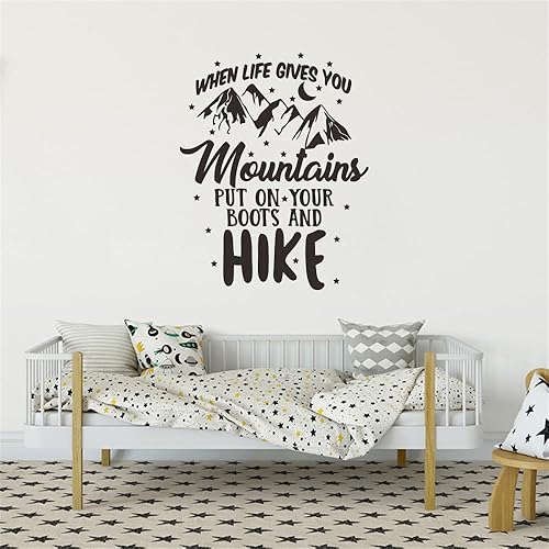 Miniatura 3 de Calcomanía de pared de aventura – "When Life Gives You Mountains" - Arte inspirador de vinilo para dormitorio y sala de estar - Tamaño: 17 x 21