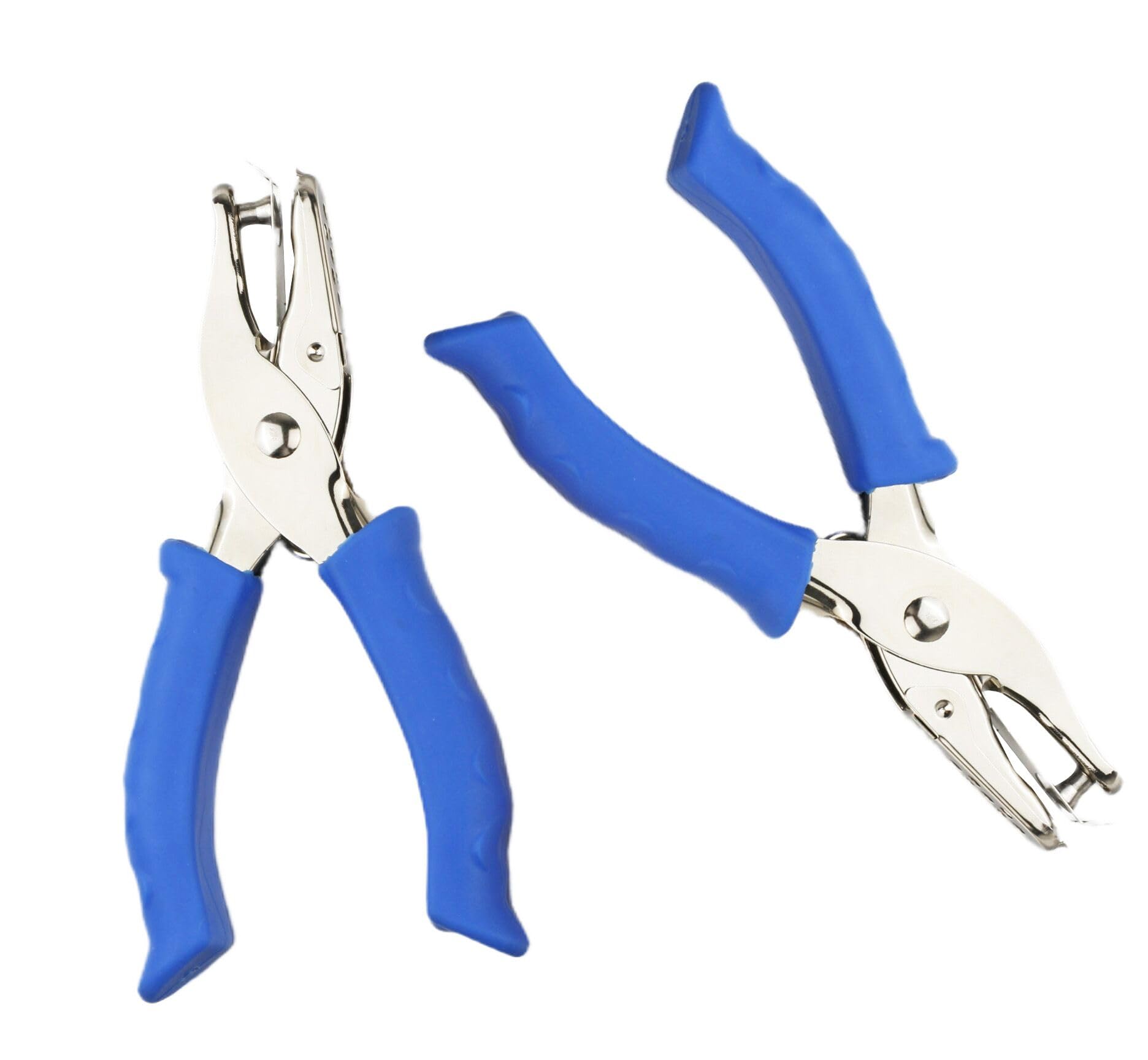 KINGSUPER 2 Pcs 1/4 Inch Single Hole Puncher Circle Paper Punch Metal Handheld Paper Punch for Circle Holes DIY Craft Tag (Blue)
