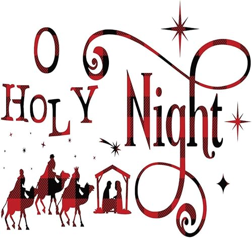 Miniatura 2 de Calcomanías de vinilo para citas de pared calcomanías de mural modernas de O Holy Night decoraciones del hogar belén de Navidad historia calcomanías