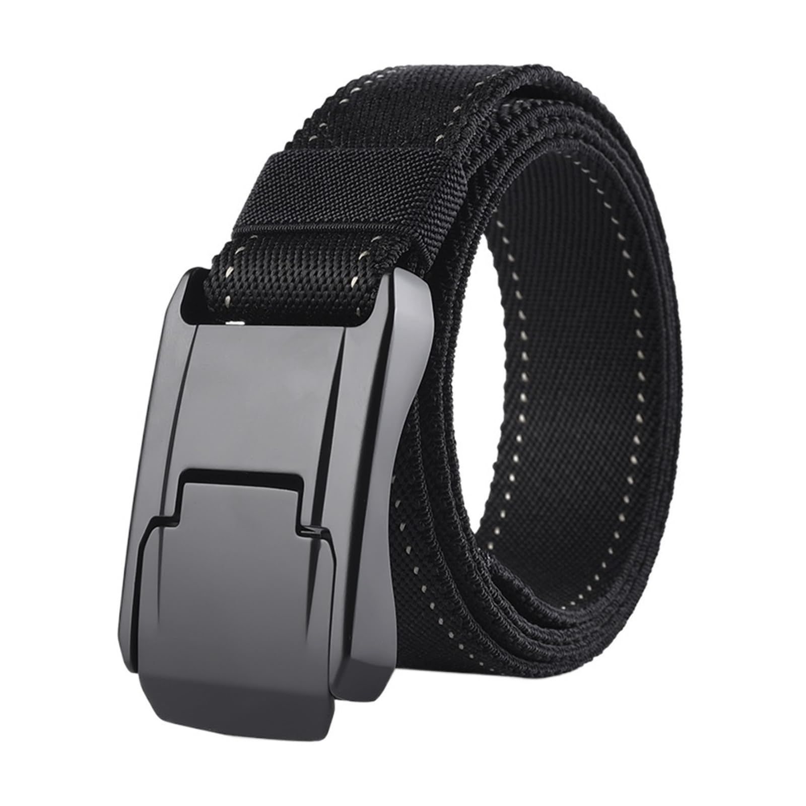 JOJOJ Cinturón táctico elástico Militar for Hombre, Hebilla de aleación, Cinturones de Lona elásticos de Nailon de Calidad for Hombres(42in/105CM,Black-White)