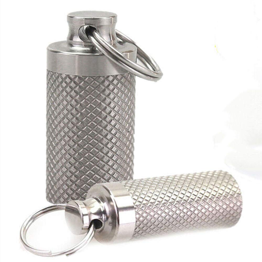 SMTHOME2 PCS Waterproof Pill Box Case Holder Key Ring Tablets Medicine Container Titanium Capsule Bottle Keychain