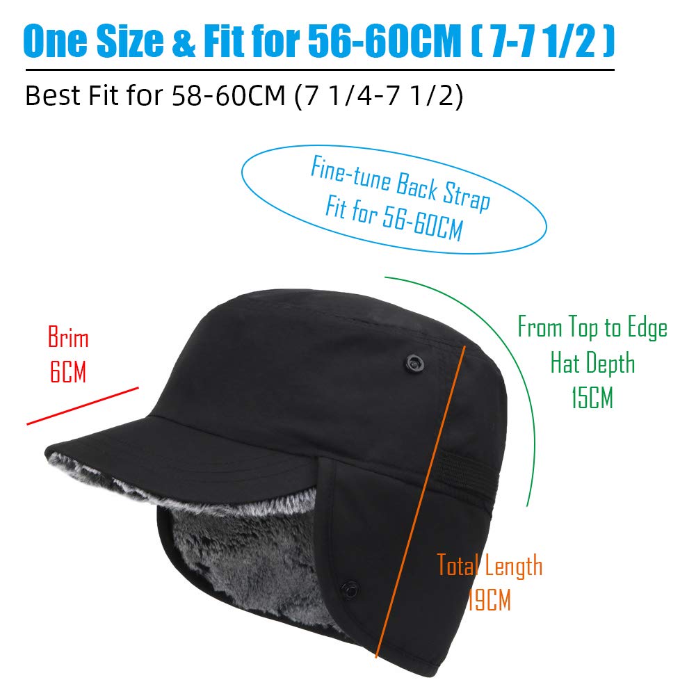 Gisdanchz Casquette Hiver avec Cache Oreille Pliable - Entièrement Doublé de Fausse Fourrure Chaud