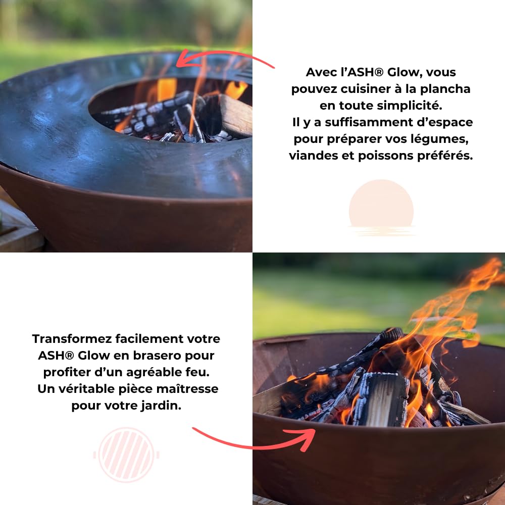 Plancha Acier Corten - BBQ Extérieur - Cheminée de Jardin - Rangement du Bois - Aspect Luxueux
