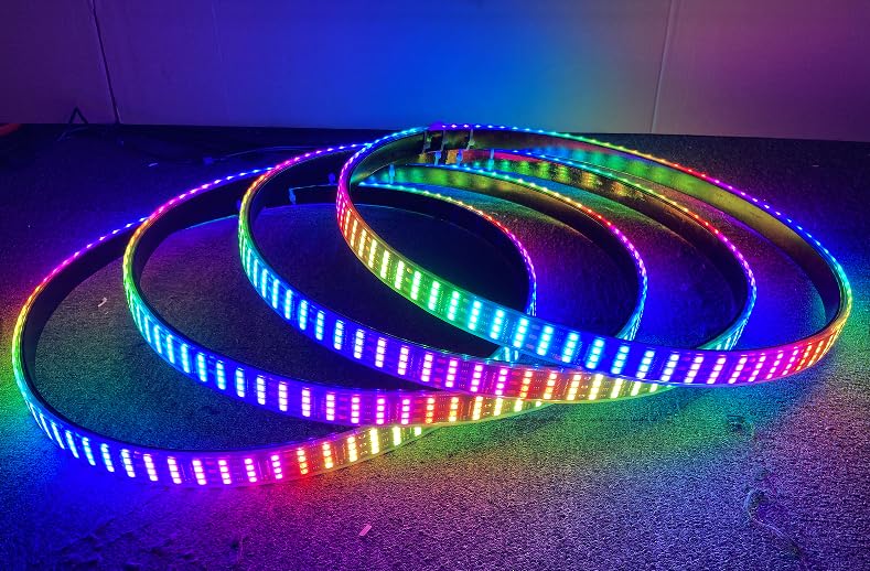 Sando Tech 15.5'' Quad Row RGB Dream Chase Rim Lights for Car Truck Led Wheel Lights Bluetooth/Remote Ctrl Black Base Sturdy Iron Rings Flowing Music w/Turn Signal,Brake,Lock Offroad Lighting
