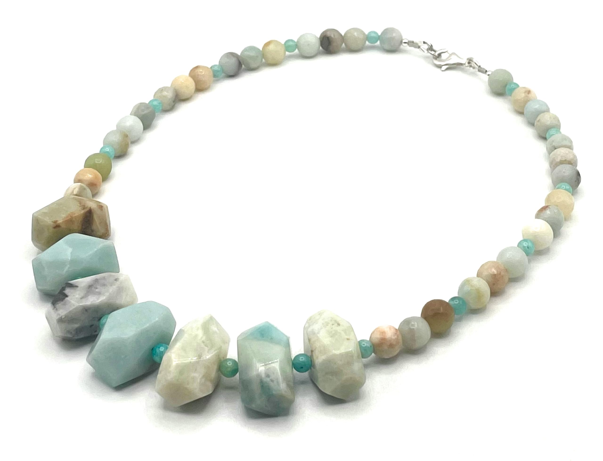 Amazonit Halskette, Naturstein Choker, 925 Sterling Silber, italienischer Edelstein Schmuck, März Birthstone Geschenk für sie, Made in Italy