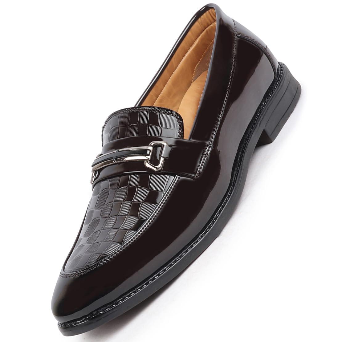FAUSTO FST 3850 BROWN-42 Mens Brown Patent Leather Party Loafers Slip On Shoes (8 UK) (B085VHSQLS) Amazon Price History, Amazon Price Tracker
