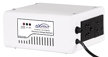 AXVOLT Aura Copper Voltage Stabilizer 160V to 290V for Led Smart 4K QLED TV up to 55 Inch + Set Top Box with high Low Voltage Cutoff