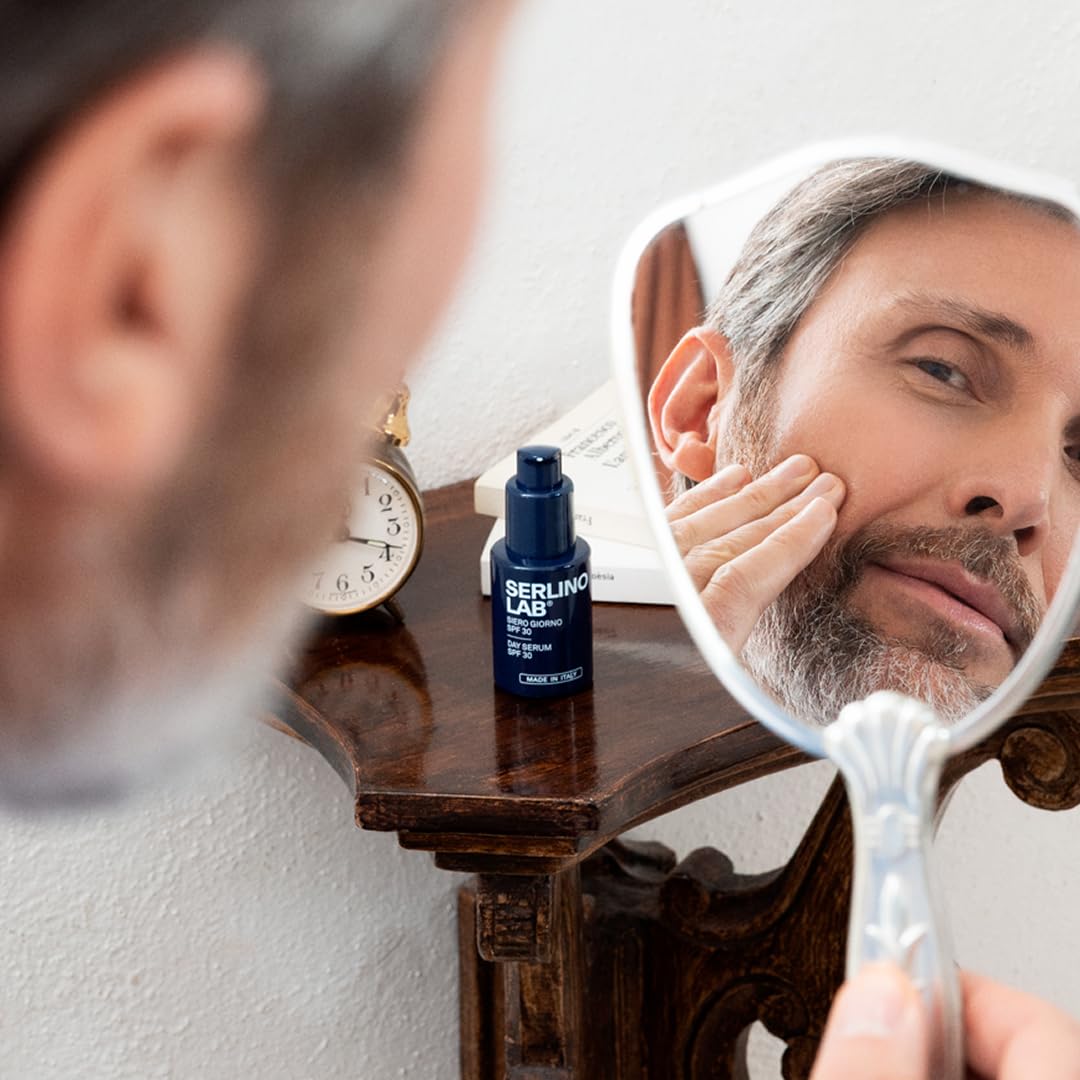 SERLINO LAB Siero Giorno Uomo 3-in-1 SPF30 Idratante Viso Dopo Barba Protezione Solare Anti-Invecchiamento