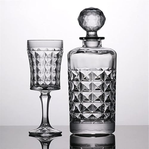 Miniatura 3 de TREXD - Juego de 4 copas de vino extranjero de cristal grueso juego de copas de whisky botella de vino tinto creativa con tapa decantador juego de