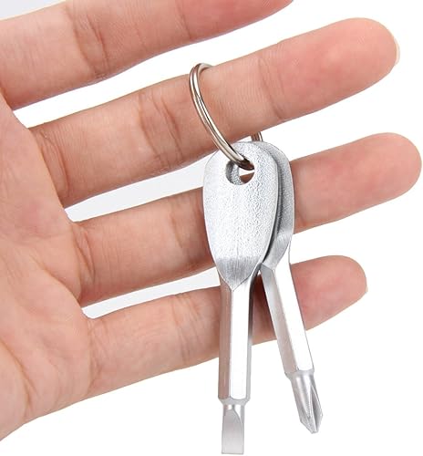 Miniatura 7 de Juego de 2 (4 unidades) Destornillador portátil multifunción llavero mini forma de llave kits de viaje EDC al aire libre destornillador herramienta