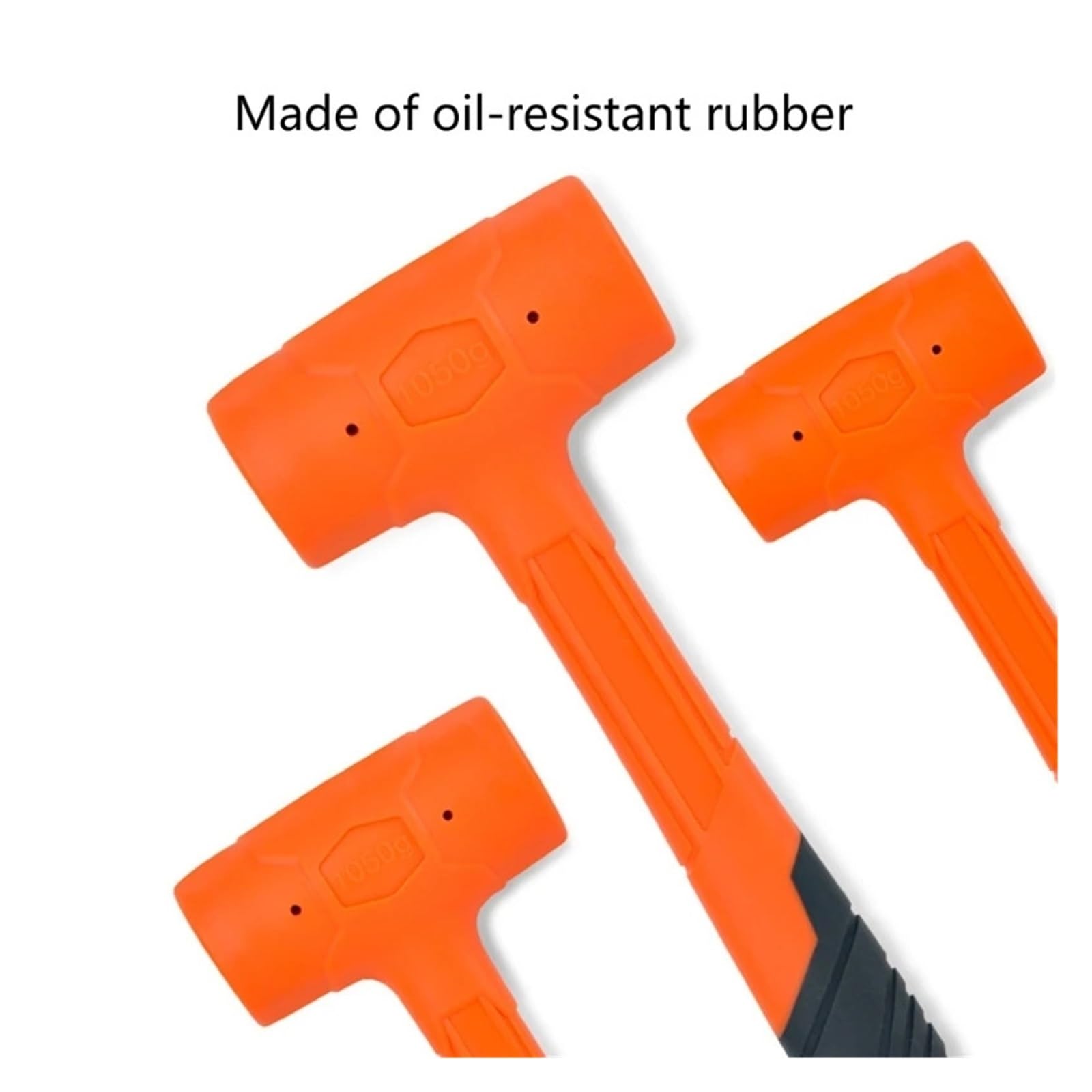 Maillet en caoutchouc de 0,5 à 3lb, outil multifonctionnel, maillet Orange coup mort, souple Pour le travail du bois(Orange-3LB)