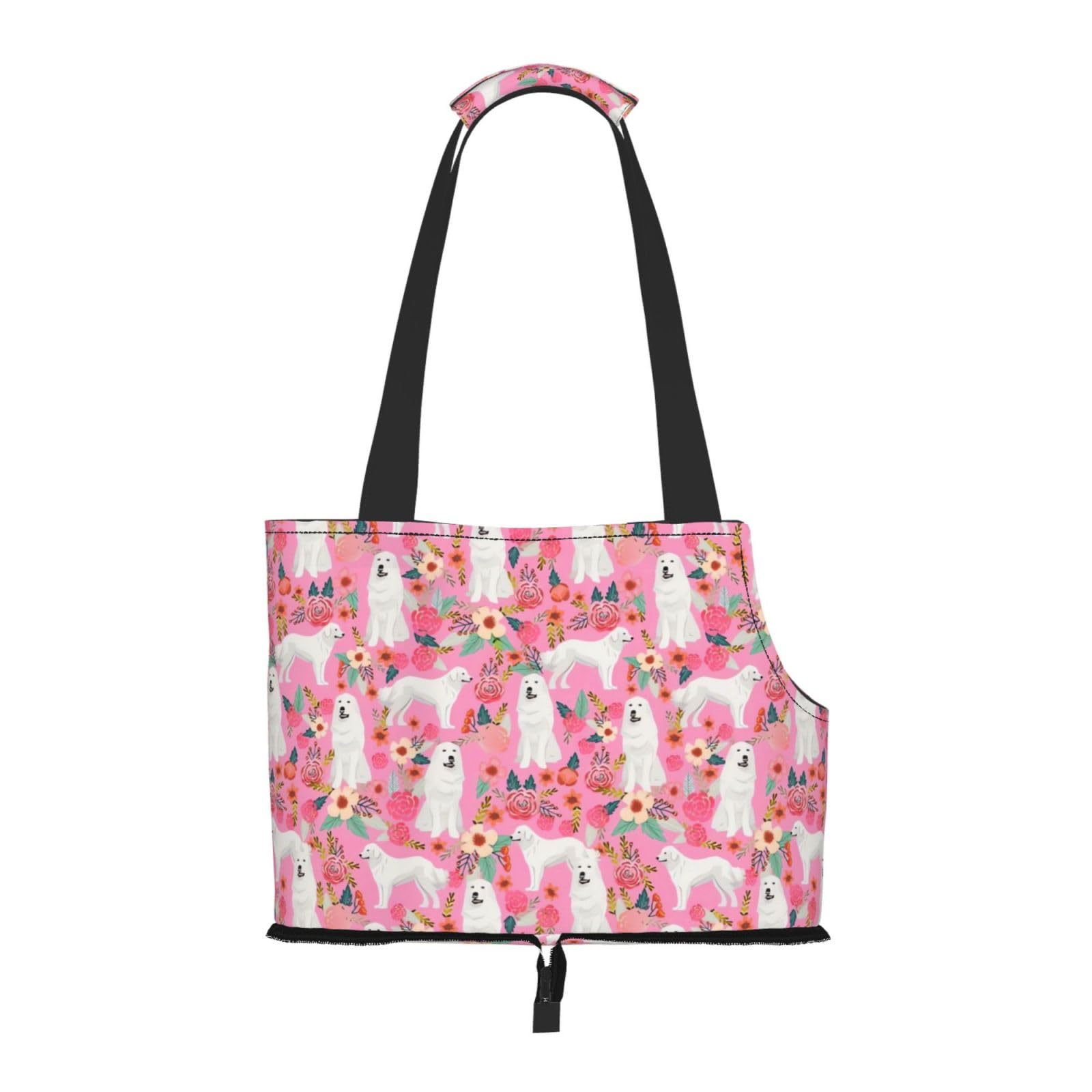 Xsovgoi Pet Carrier Purse, Great Pyrenees Dog Floral Flower Dog Tote Bag Carrier, Pet Cat Tote Bag