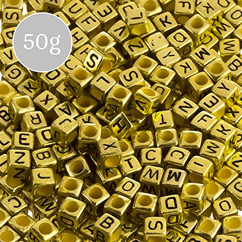 6 mm mix Alphabet Lettre acrylique perles cubes (or) 50 g