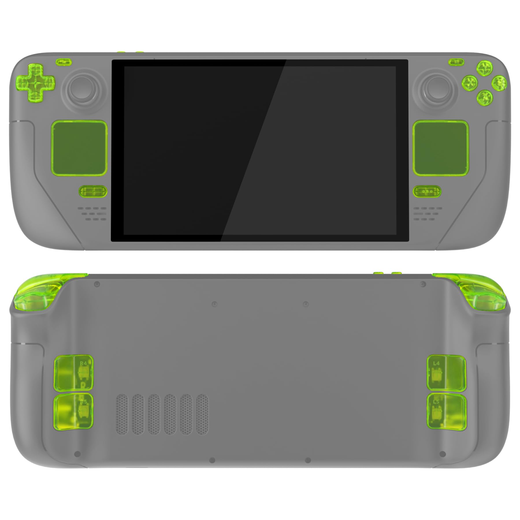 eXtremeRate Replacement Full Set Buttons for Steam Deck OLED Handheld Console, Clear Lime Green DIY Custom ABXY D-pad Trackpad Bumpers Triggers Buttons with Tools for Steam Deck OLED Console